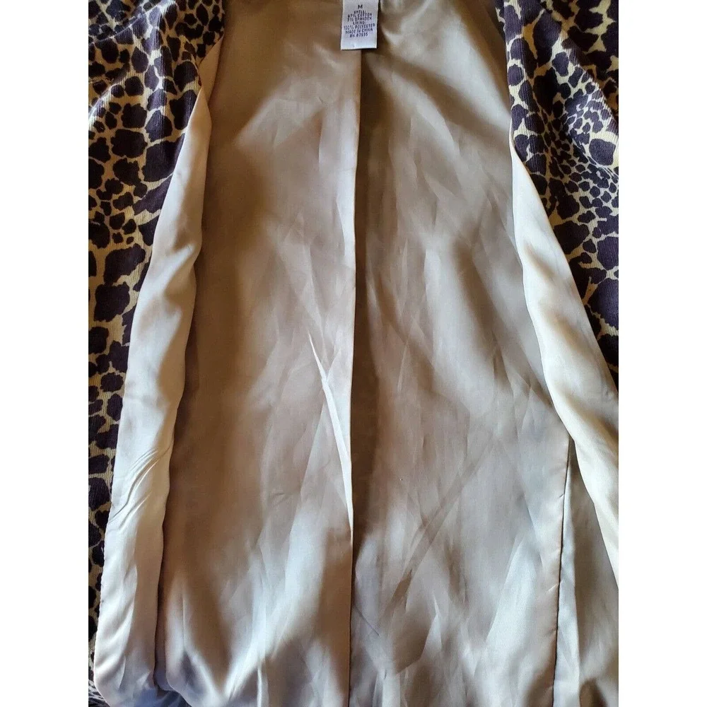 SUSAN GRAVER Women XL Corduroy Jacket Blazer Animal Print Buttons Lined Bust 48